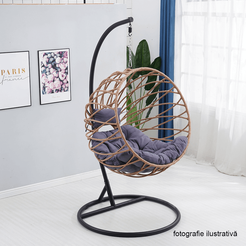 Casa si Gradina - Gradina si terasa - Mobilier exterior - Scaune si sezlonguri gradina - Scaun suspendat, natural / negru / gri, GABE - Infinity.ro