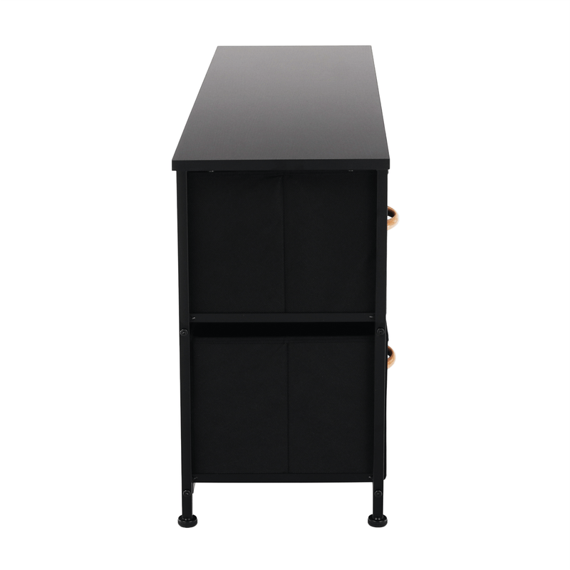 Casa si Gradina - Mobilier - Comode si corpuri - Comode - Comoda cu sertare din material textil, negru/artar rosu, KESIDY TYP 3 - Infinity.ro