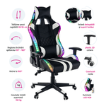 Casa si Gradina - Mobilier - Scaune si fotolii - Scaune - Scaun de birou / joc cu iluminare RGB, model negru / alb / culoare, ZOPA - Infinity.ro