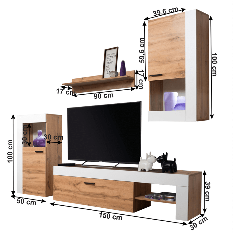 Casa si Gradina - Mobilier - Seturi de mobilier - Seturi living - Perete sufragerie, stejar wotan / alb, PLATINUM - Infinity.ro