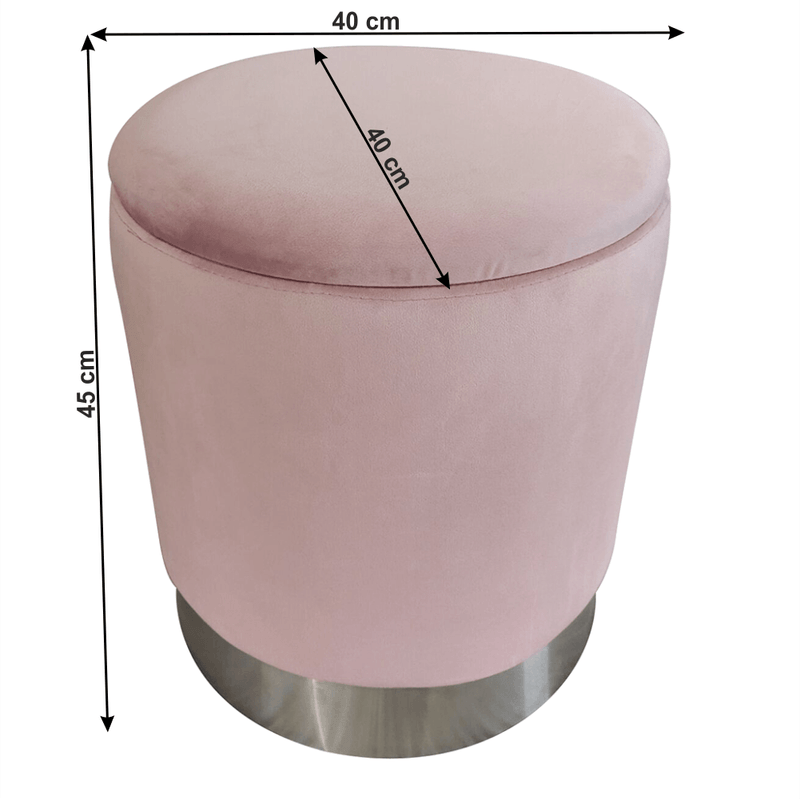 Casa si Gradina - Mobilier - Scaune si fotolii - Tabureti - Taburet, catifea roz Velvet/crom argintiu, DARON - Infinity.ro