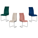 Casa si Gradina - Mobilier - Scaune si fotolii - Scaune - Scaun de masa, tesatura albastra din catifea / crom, SALOMA NEW - Infinity.ro