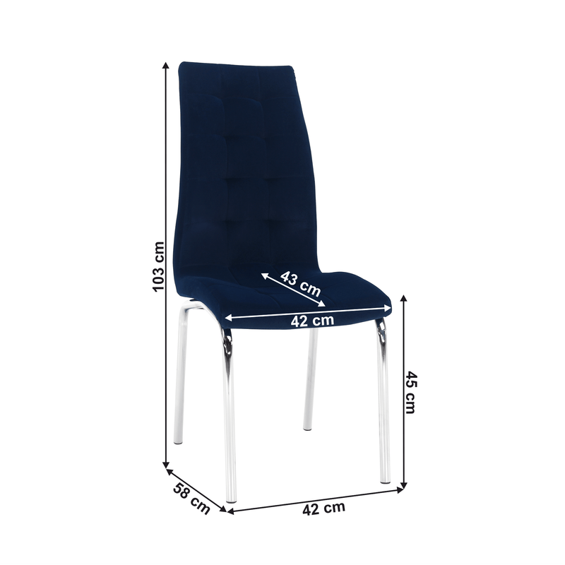 Casa si Gradina - Mobilier - Scaune si fotolii - Scaune - Scaun de masa, tesatura albastra din catifea / crom, GERDA NEW - Infinity.ro