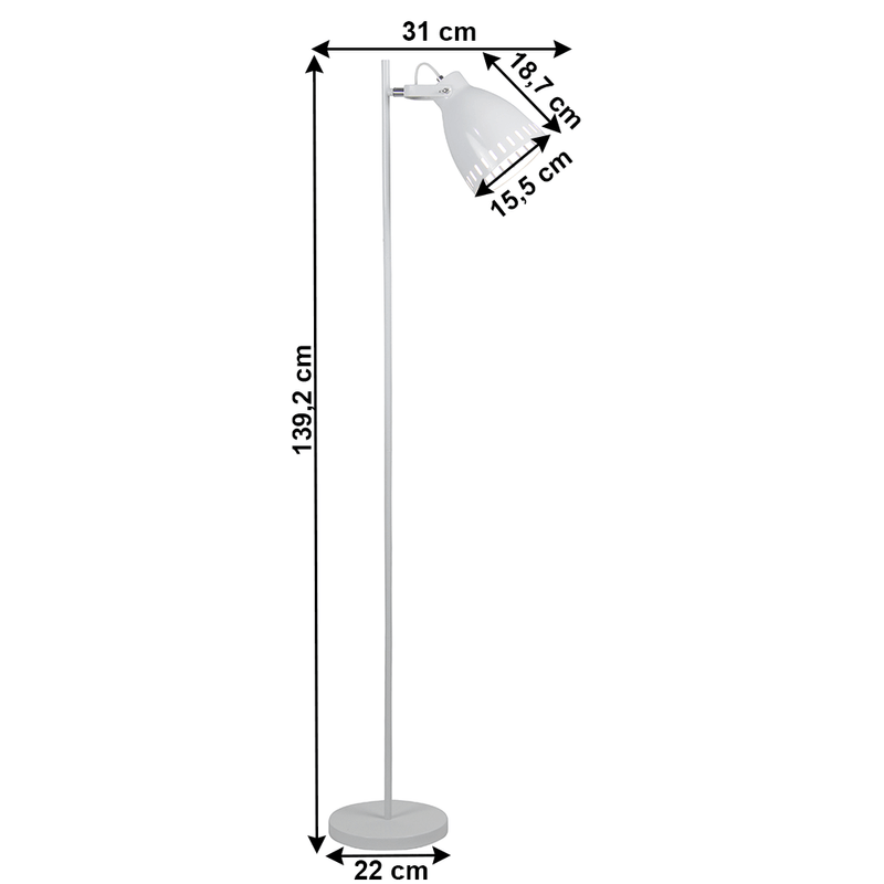 Casa si Gradina - Corpuri si surse de iluminat - Veioze si lampi - Lampadare - Lampa de podea, alba / metalica, AIDEN TIP 2 - Infinity.ro
