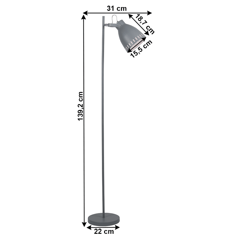 Casa si Gradina - Corpuri si surse de iluminat - Veioze si lampi - Lampadare - Lampa de podea, gri / metal, AIDEN TIP 2 - Infinity.ro