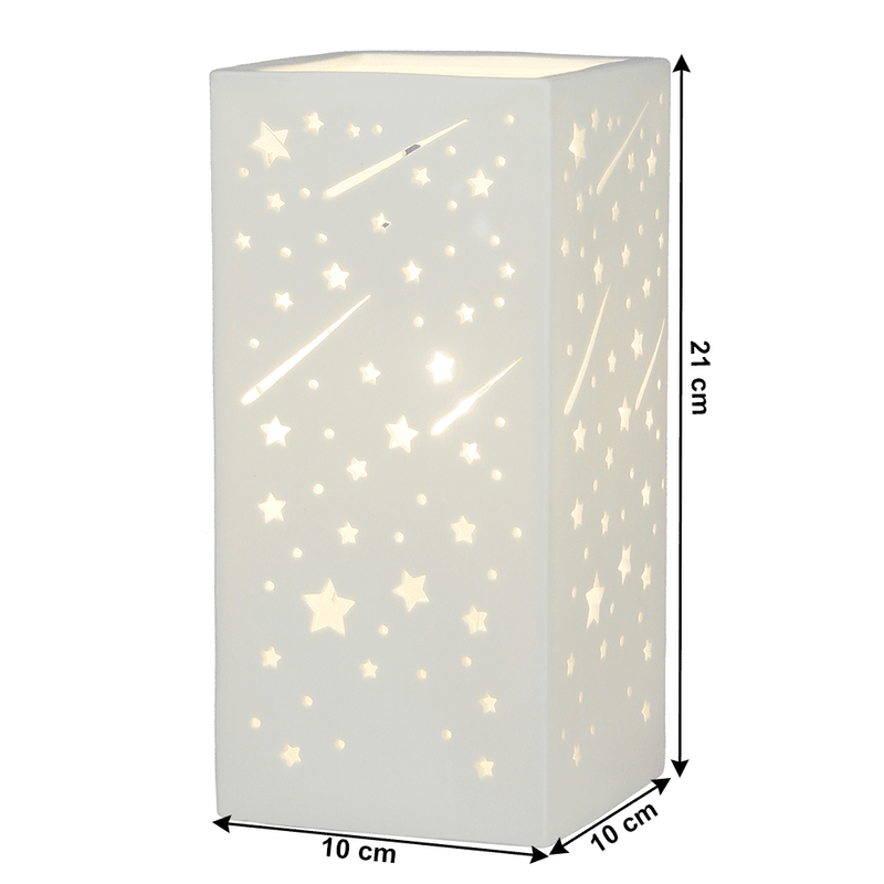 Casa si Gradina - Corpuri si surse de iluminat - Veioze si lampi - Veioze - Lampa de masa din ceramica, model alb / stea, BELLE TIP 1 - Infinity.ro