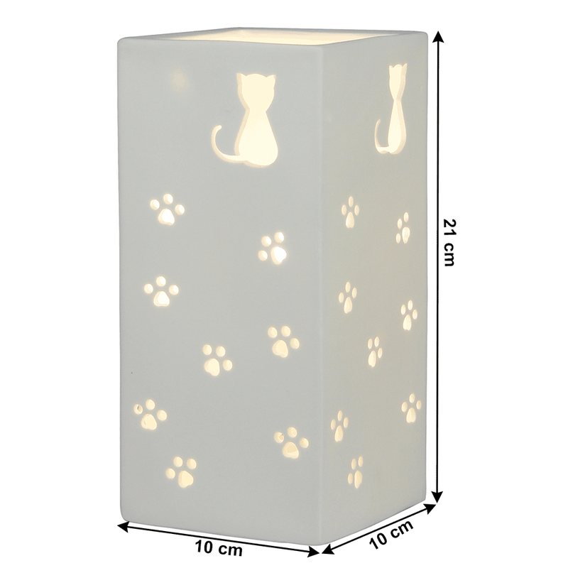 Casa si Gradina - Corpuri si surse de iluminat - Veioze si lampi - Veioze - Lampa de masa din ceramica, model alb / pisica, BELLE TIP 2 - Infinity.ro