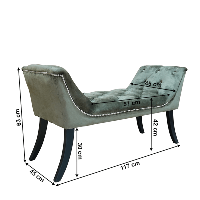 Casa si Gradina - Mobilier - Organizare si depozitare - Bancute - Banca de design, tesatura de catifea verde masliniu / lemn, HEMY TYP 2 - Infinity.ro