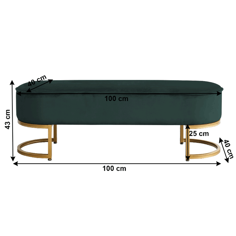Casa si Gradina - Mobilier - Canapele si coltare - Banchete - Banca de design, tesatura de catifea verde inchis / crom auriu, MIRILA - Infinity.ro