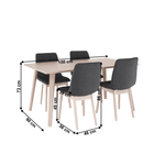 Casa si Gradina - Mobilier - Seturi de mobilier - Seturi mese si scaune - Set de masa, fag deschis / tesatura gri, GALIO 1 + 4 - Infinity.ro