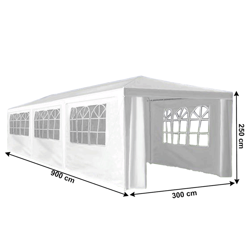 Casa si Gradina - Gradina si terasa - Umbrele si pavilioane - Corturi evenimente - Cort de petrecere de gradina, alb, 3x9 m, TEKNO TIP 3 + 8 fete - Infinity.ro