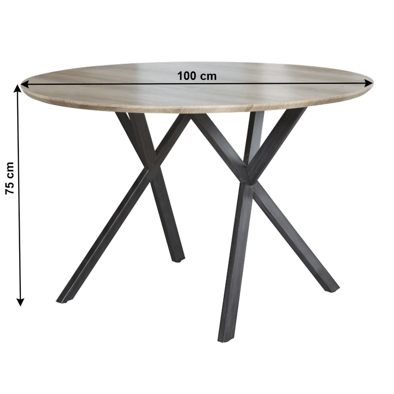 Casa si Gradina - Mobilier - Mese si birouri - Mese bucatarie si dining - Masa de sufragerie, stejar gri / negru, diametru 100 cm, AKTON - Infinity.ro