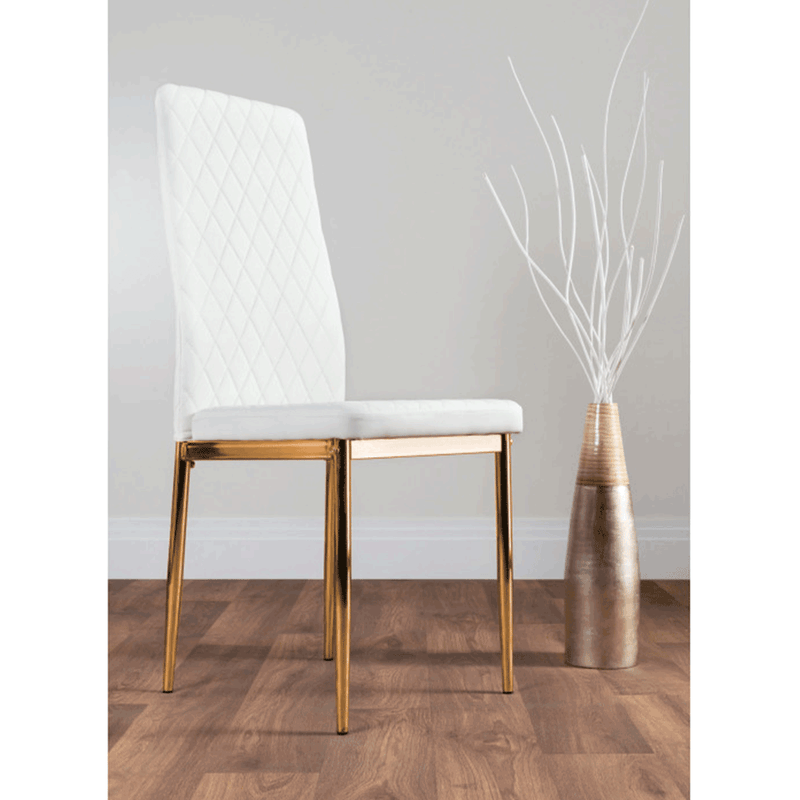 Casa si Gradina - Mobilier - Scaune si fotolii - Scaune - Scaun, piele ecologica alba / crom-auriu, DEVONA - Infinity.ro