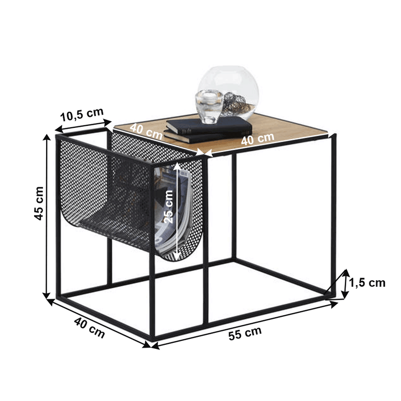 Casa si Gradina - Mobilier - Mese si birouri - Birouri - Masa laterala, din metal / MDF, negru / stejar, FLYN - Infinity.ro