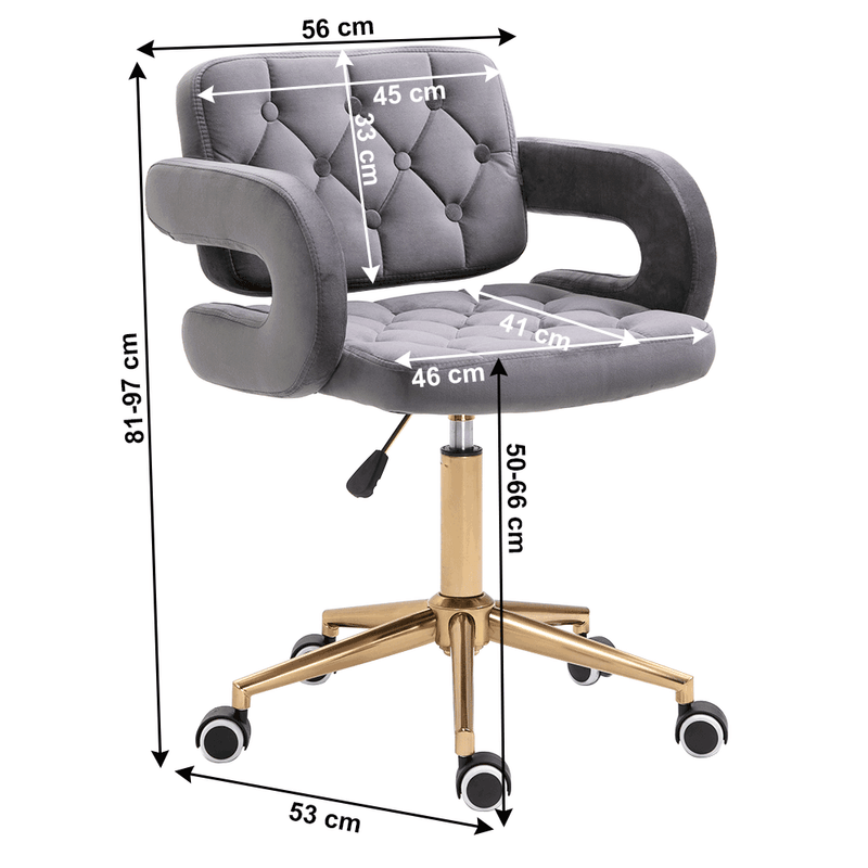 Casa si Gradina/Mobilier/Scaune si fotolii/Scaune - Scaun de birou, tesatura de catifea gri deschis / auriu, NELIA - Infinity.ro