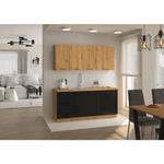 Casa si Gradina/Mobilier/Dulapuri si sifoniere/Dulapuri - Dulap inferior cu sertare, negru mat / stejar artizan, MONRO 60 D 3S BB - Infinity.ro