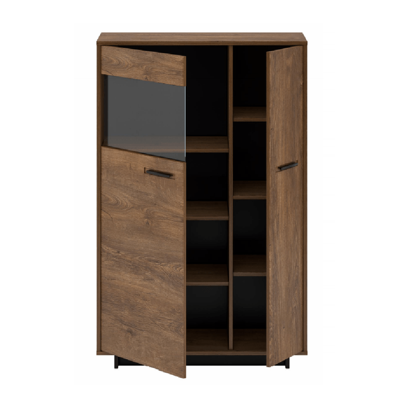 Casa si Gradina - Mobilier - Comode si corpuri - Comode - Comoda / vitrina, stejar bolzano / negru, stanga, DELIS C1 - Infinity.ro