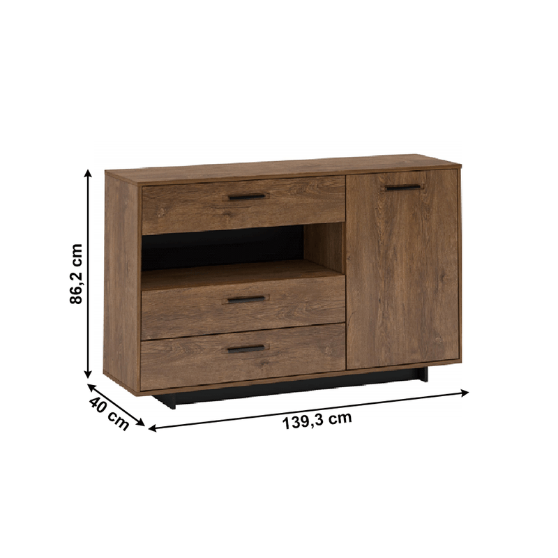 Casa si Gradina/Mobilier/Comode si corpuri/Comode - Comoda, stejar bolzano / negru, DELIS E - Infinity.ro