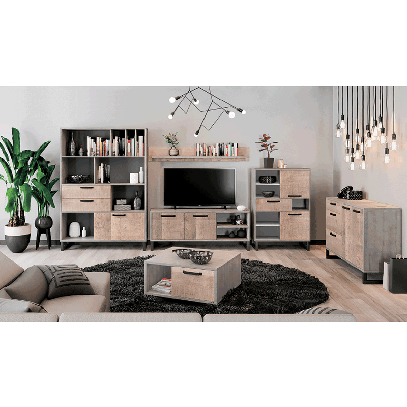 Casa si Gradina - Mobilier - Dulapuri si sifoniere - Dulapuri - Vitrina, stejar nisipiu / gri, BARIA 2D1W - Infinity.ro