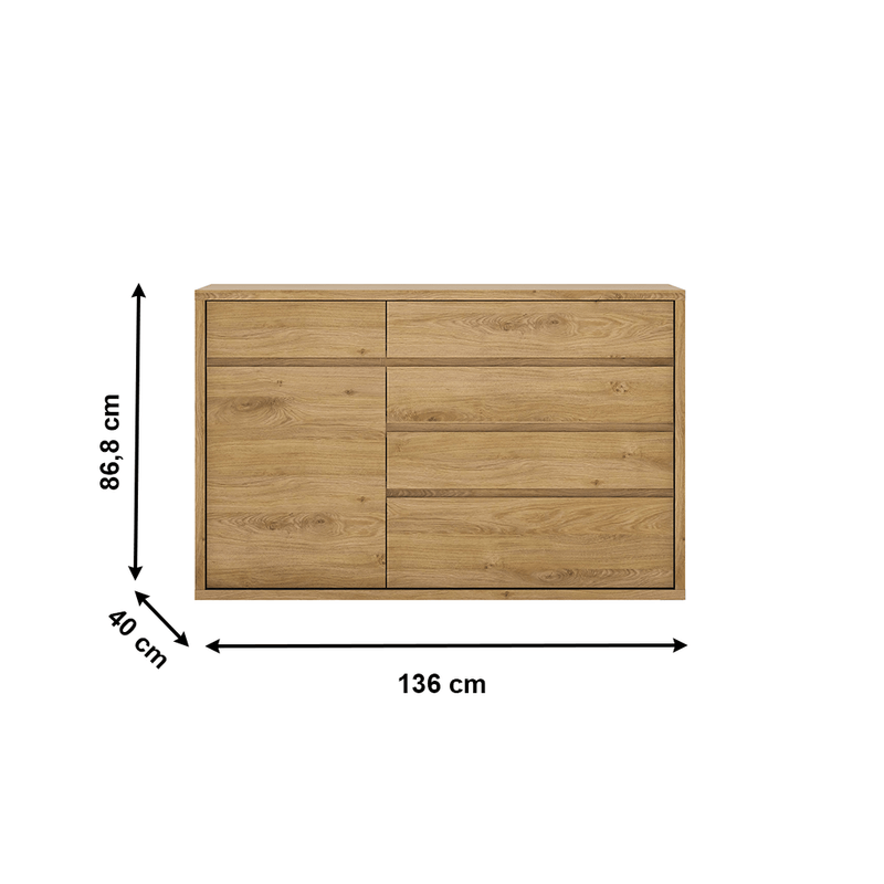 Casa si Gradina/Mobilier/Comode si corpuri/Comode - Comoda, stejar shetland, SHELDON TIP 42 - Infinity.ro