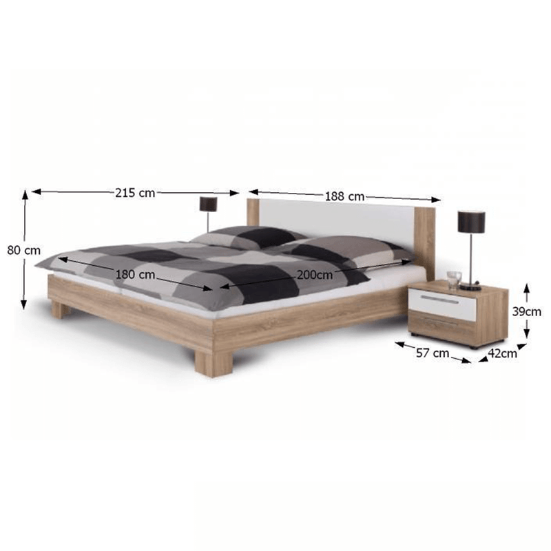 Casa si Gradina - Mobilier - Seturi de mobilier - Seturi dormitor - Set dormitor (dulap, pat si 2 noptiere), stejar sonoma/ alb, MARTINA - Infinity.ro