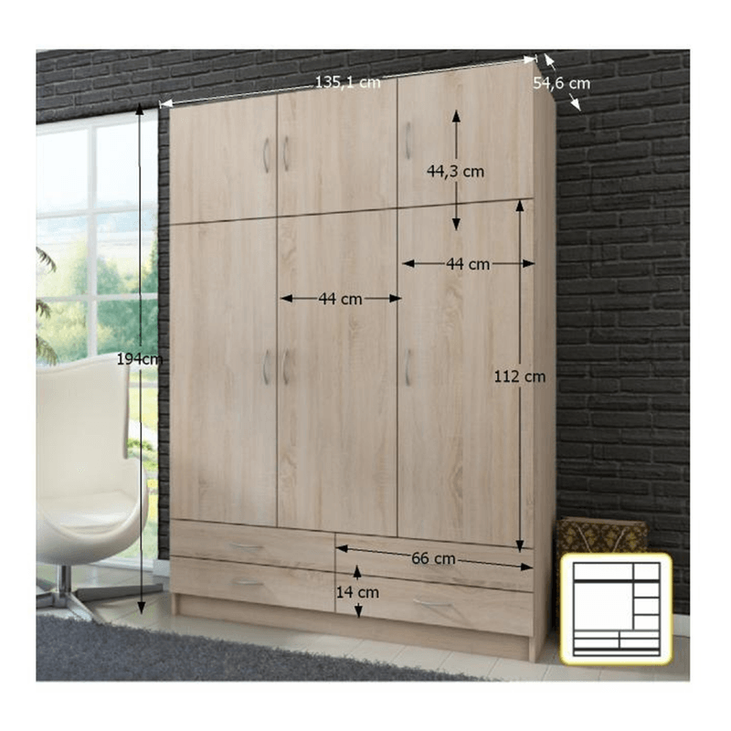 Casa si Gradina - Mobilier - Dulapuri si sifoniere - Dulapuri - Dulap combinat, stejar sonoma, GERI - Infinity.ro