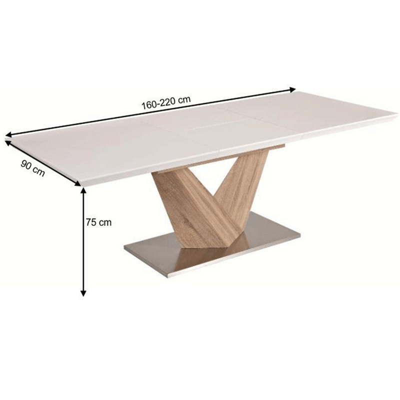 Casa si Gradina - Mobilier - Mese si birouri - Mese bucatarie si dining - Masa dining, pliabila, alb luciu extra ridicat / stejar sonoma, 160x90 cm, DURMAN - Infinity.ro