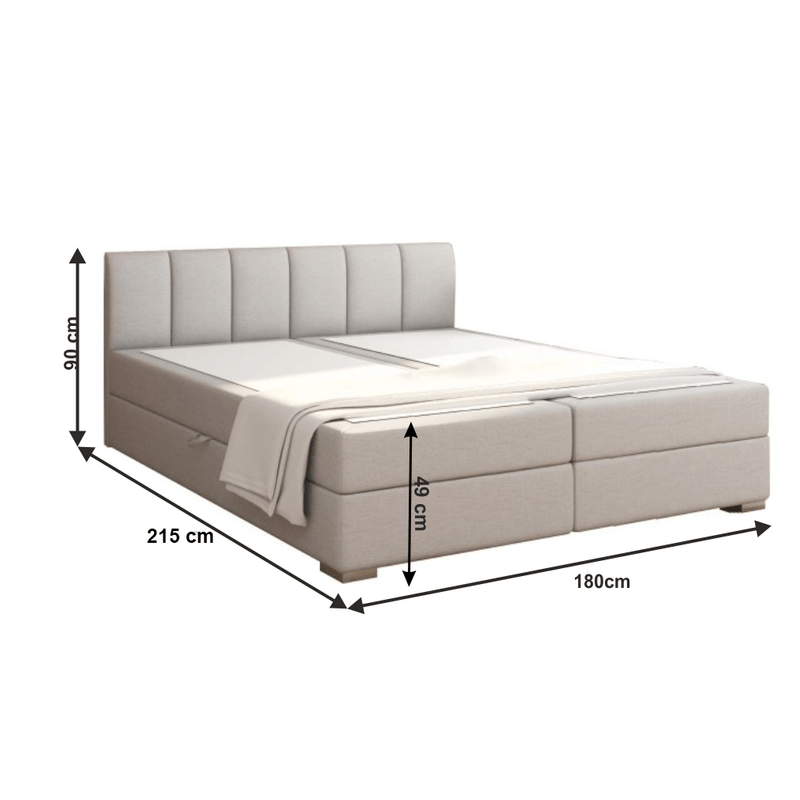 Casa si Gradina - Mobilier - Paturi si accesorii - Paturi - Pat boxspring 180x200, gri deschis, RIANA KOMFORT - Infinity.ro