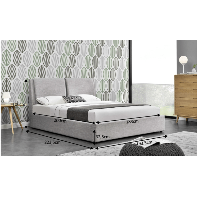 Casa si Gradina - Mobilier - Paturi si accesorii - Paturi - Pat cu spatiu de stocare, tesatura gri, 180x200, GULIA 2 NEW - Infinity.ro