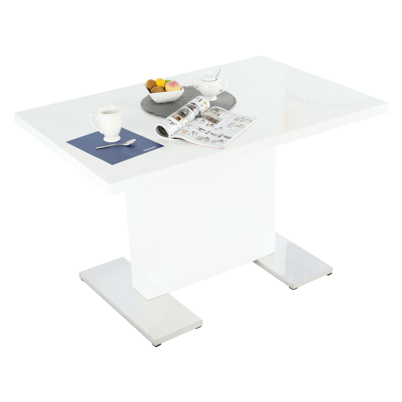 Casa si Gradina - Mobilier - Mese si birouri - Mese bucatarie si dining - Masa dining, alba HG, 120-160x80 cm, IRAKOL - Infinity.ro