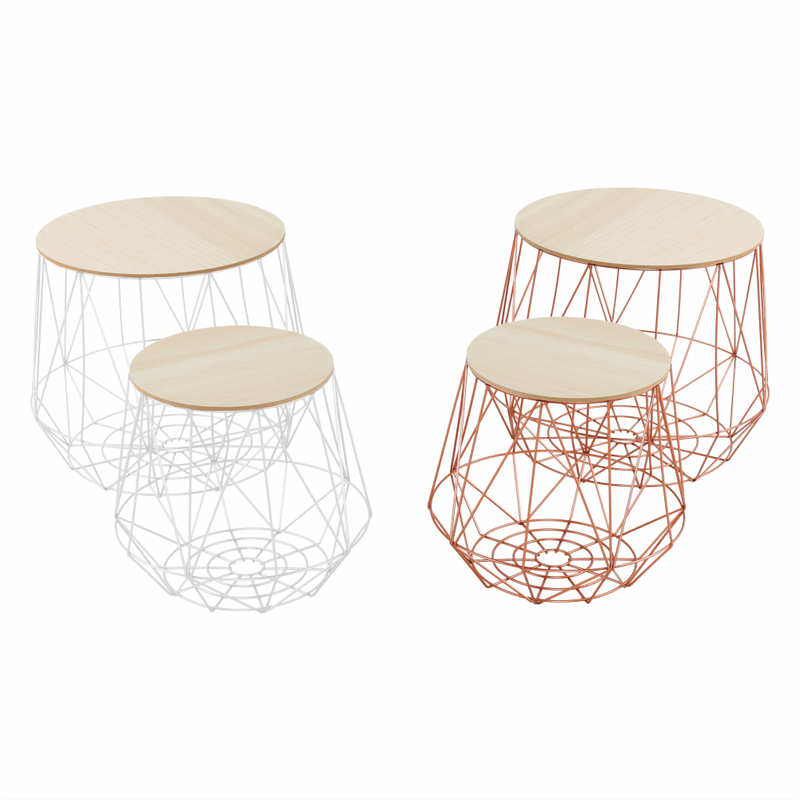 Casa si Gradina - Mobilier - Mese si birouri - Masute de cafea - Set masute auxiliare, natural/alb, DALUX - Infinity.ro