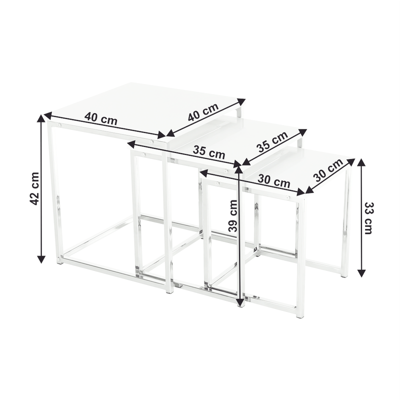 Casa si Gradina - Mobilier - Mese si birouri - Masute de cafea - Set 3 masute de cafea, alb extra lucios, ENISOL TYP 3 - Infinity.ro