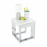 Casa si Gradina - Mobilier - Mese si birouri - Masute de cafea - Set 3 masute de cafea, alb mat/crom, MAGNO TYP 3 - Infinity.ro