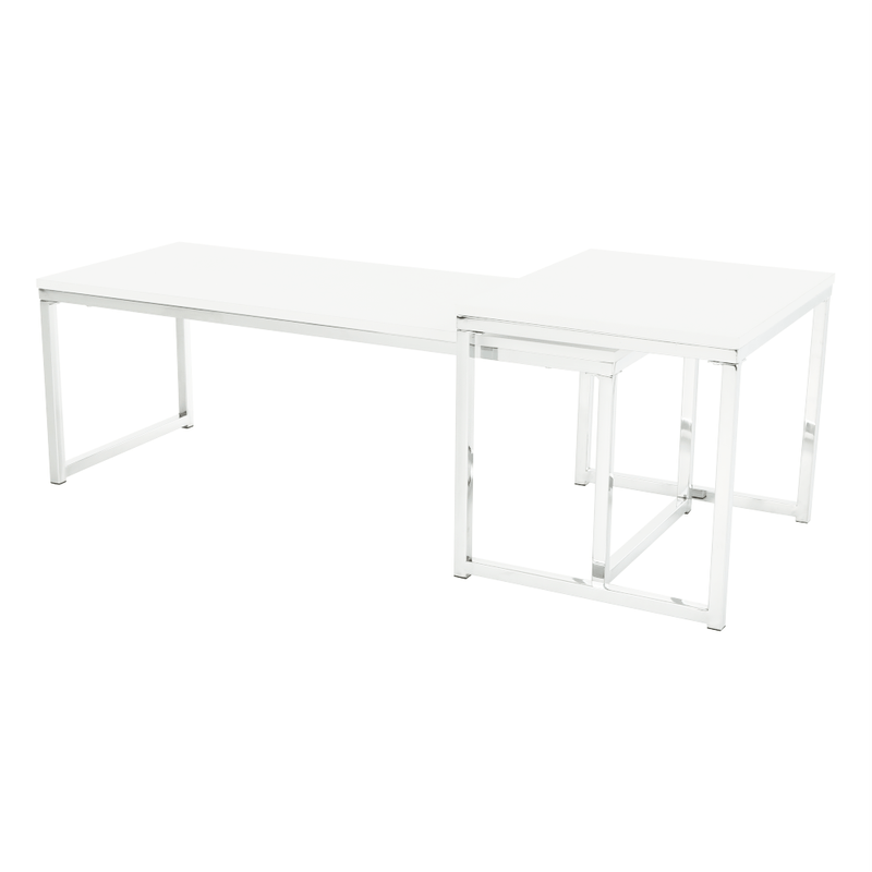 Casa si Gradina - Mobilier - Mese si birouri - Masute de cafea - Set 2 masute de cafea, alb mat/crom, MAGNO TYP 2 - Infinity.ro