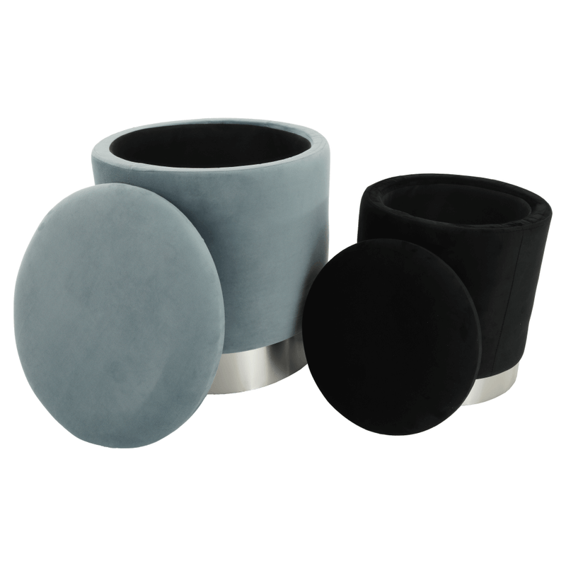 Casa si Gradina - Mobilier - Scaune si fotolii - Tabureti - Set doua taburete, gri/crom argintiu si negru/crom argintiu, AIGUL SET - Infinity.ro