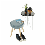 Casa si Gradina - Mobilier - Scaune si fotolii - Tabureti - Taburet, catifea Velvet gri albastrui/pin, MERLE - Infinity.ro