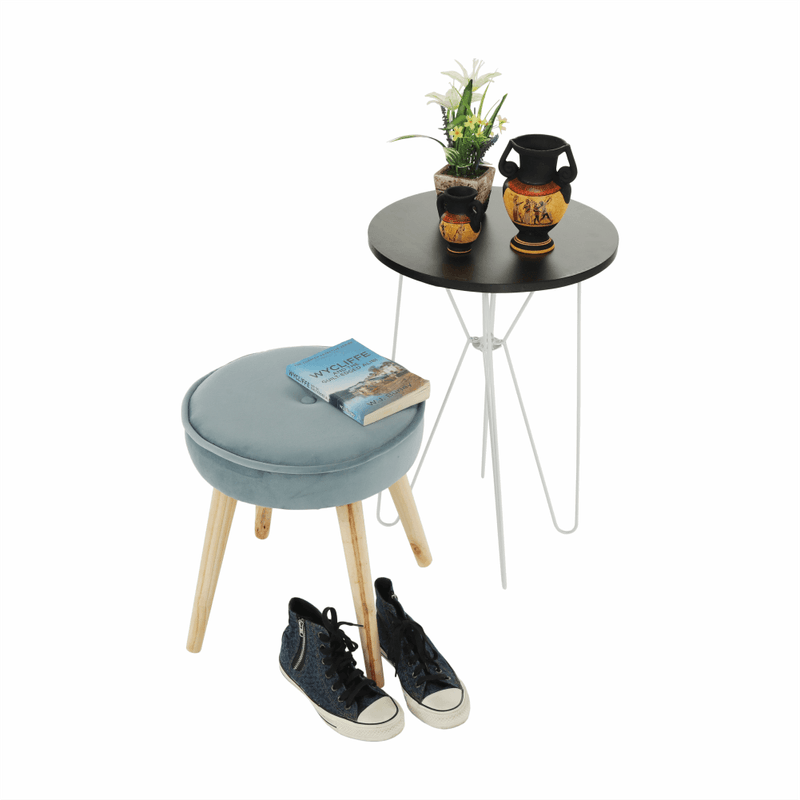 Casa si Gradina - Mobilier - Scaune si fotolii - Tabureti - Taburet, catifea Velvet gri albastrui/pin, MERLE - Infinity.ro
