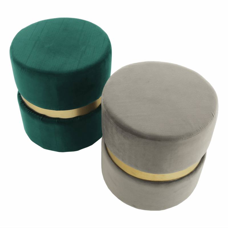 Casa si Gradina - Mobilier - Scaune si fotolii - Tabureti - Taburet, catifea Velvet gri maroniu/vopsea aurie, VIZEL - Infinity.ro