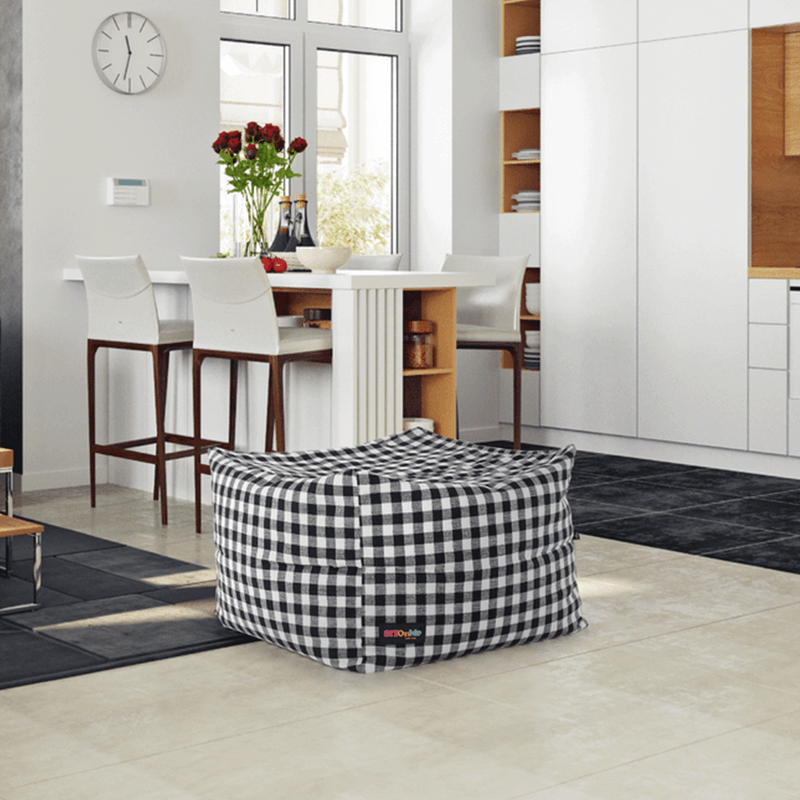 Casa si Gradina - Mobilier - Scaune si fotolii - Tabureti - Taburet, negru/alb, KRETON - Infinity.ro