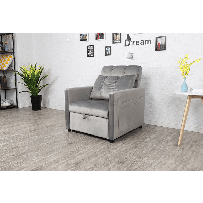 Casa si Gradina - Mobilier - Scaune si fotolii - Fotolii - Fotoliu extensibil, catifea Velvet gri deschis, IGRIM - Infinity.ro