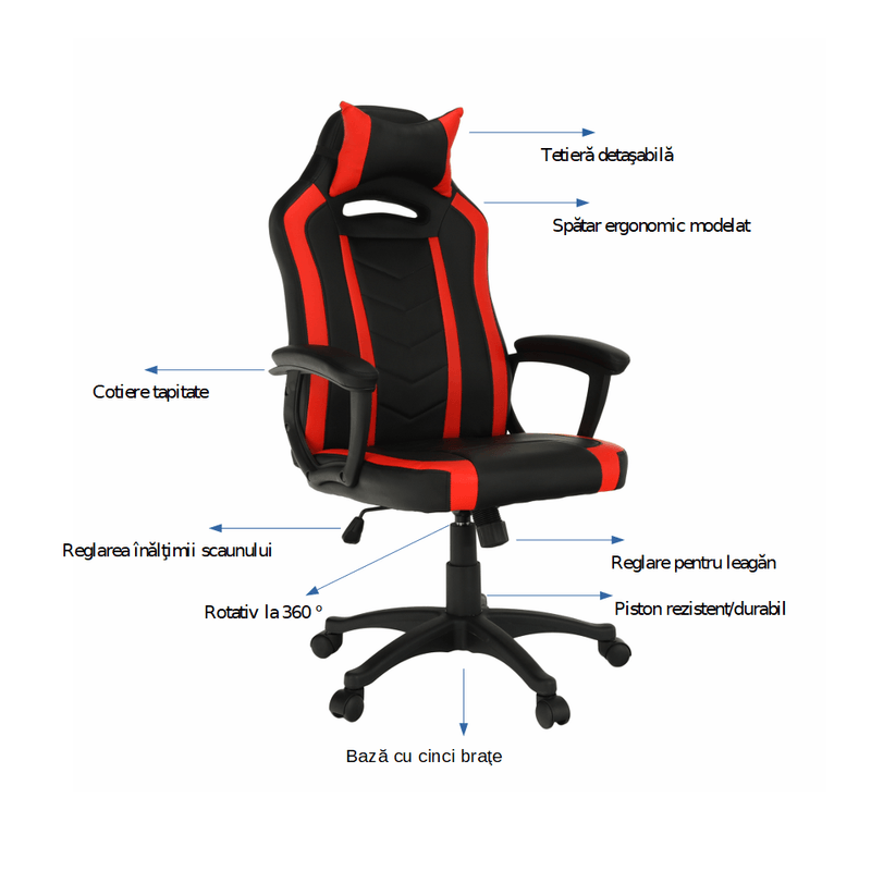 Casa si Gradina - Mobilier - Scaune si fotolii - Scaune - Scaun birou / joc, negru / rosu, AGENA - Infinity.ro