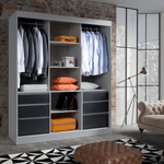 Casa si Gradina - Mobilier - Dulapuri si sifoniere - Dulapuri - Dulap cu usi glisante, gri/negru, 180, ROMUALDA - Infinity.ro