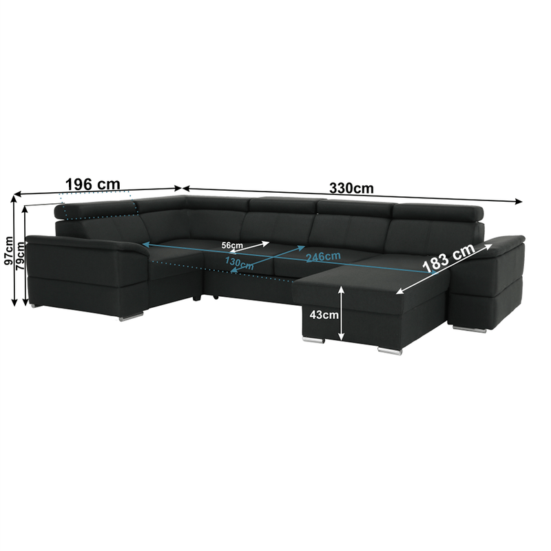 Casa si Gradina - Mobilier - Canapele si coltare - Coltare - Coltar, gri inchis, model dreapta, SEGORIA ROH U - Infinity.ro