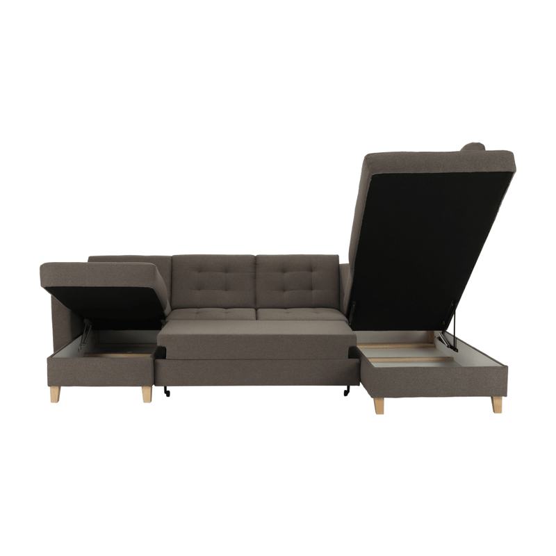 Casa si Gradina - Mobilier - Canapele si coltare - Coltare - Coltar, material textil gri maroniu TAUPE, model stanga, BRIDGET - Infinity.ro