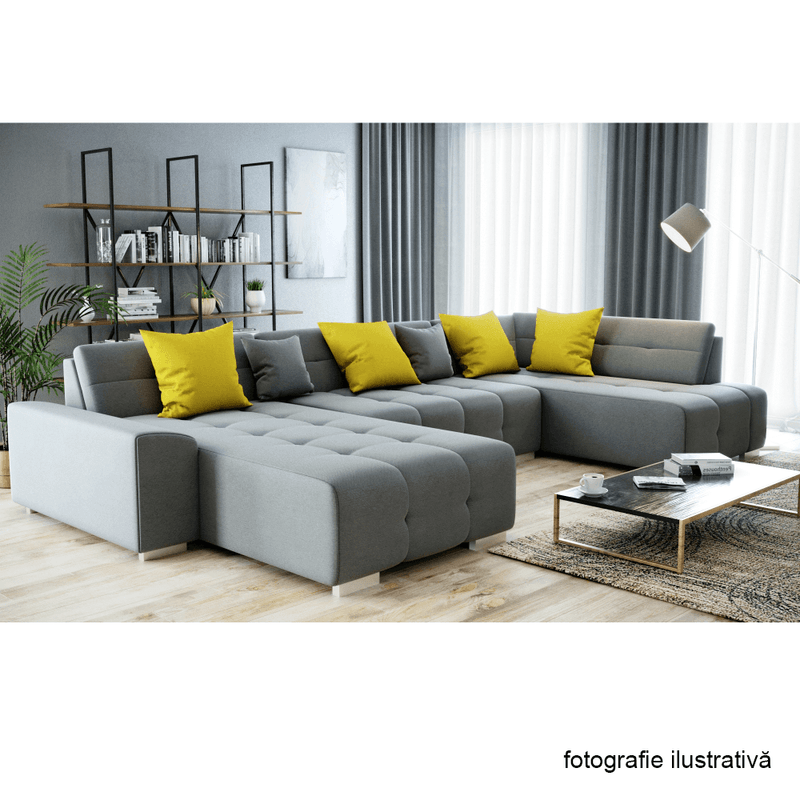 Casa si Gradina - Mobilier - Canapele si coltare - Canapele - Canapea, gri/mustar, model dreapta, BELLIS U - Infinity.ro