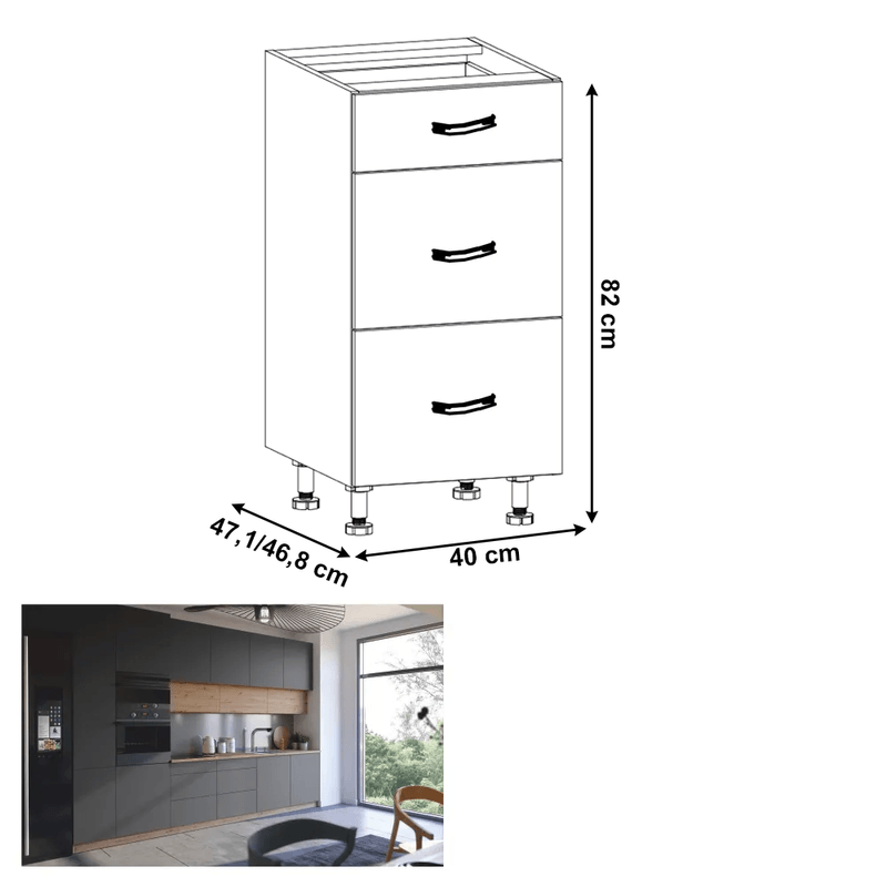 Casa si Gradina - Mobilier - Dulapuri si sifoniere - Dulapuri - Dulap de jos, stejar artizanal / gri mat, cu maner, LANGEN D40S3 - Infinity.ro