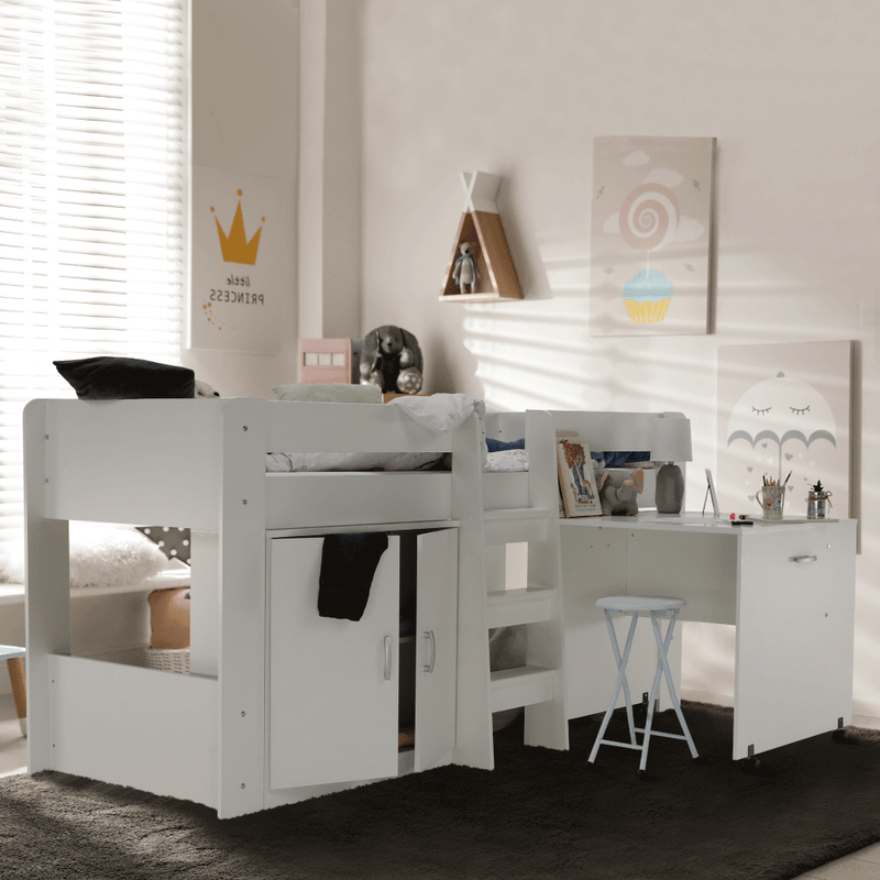 Casa si Gradina - Mobilier - Mobilier copii - Patuturi copii - Pat combinat pentru camera copiilor, alb, FANY - Infinity.ro