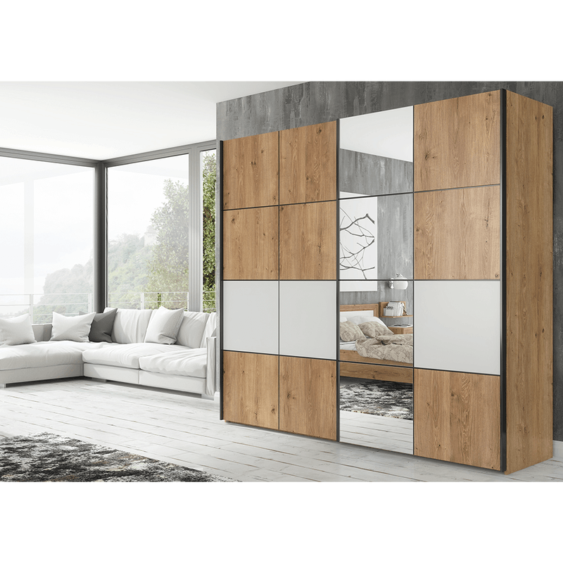 Casa si Gradina - Mobilier - Dulapuri si sifoniere - Dulapuri - Dulap cu usi glisante, stejar grandson/ alb mat, PUNO - Infinity.ro
