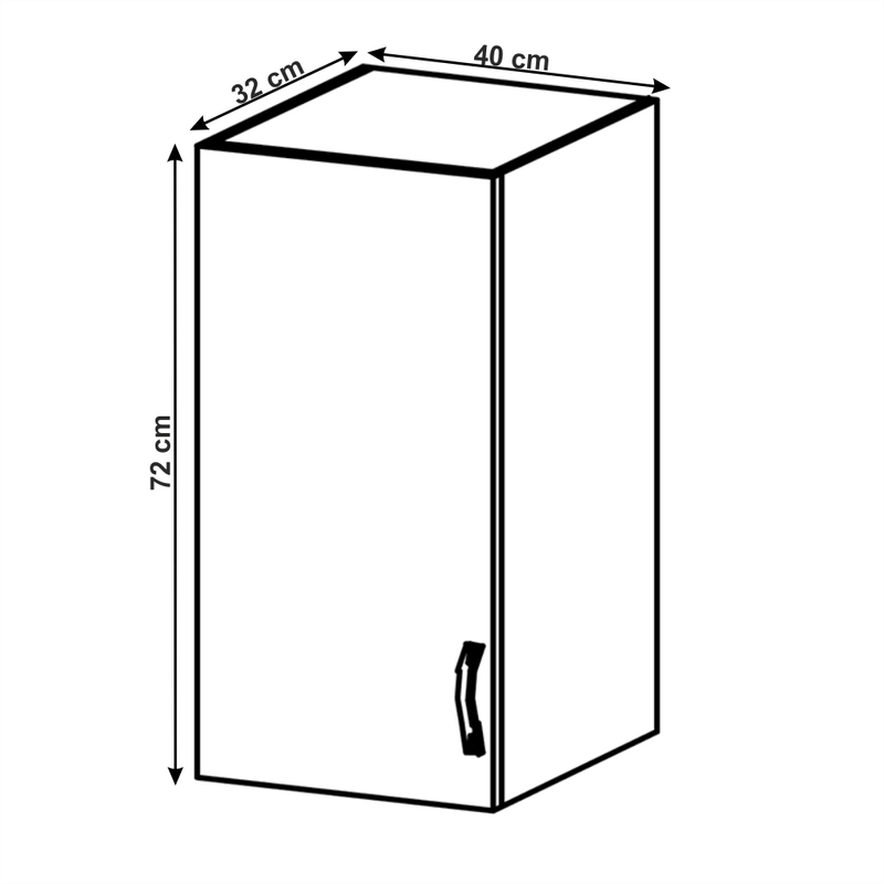 Casa si Gradina - Mobilier - Comode si corpuri - Corpuri bucatarie - Cabinet superior, alb/gri mat, model stanga, LAYLA G40 - Infinity.ro