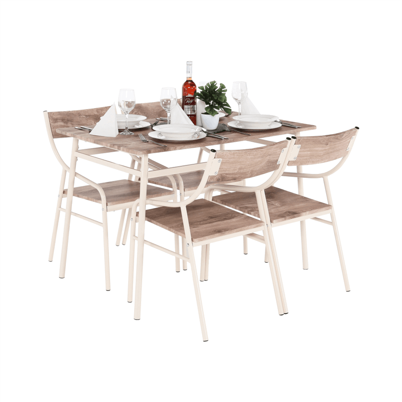 Casa si Gradina - Mobilier - Seturi de mobilier - Seturi mese si scaune - Set de luat masa, stejar canyon / bej,  KIMBY SET 1+5 - Infinity.ro